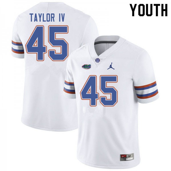 Jordan Brand Youth #45 Clifford Taylor IV Florida Gators College Football Jersey White